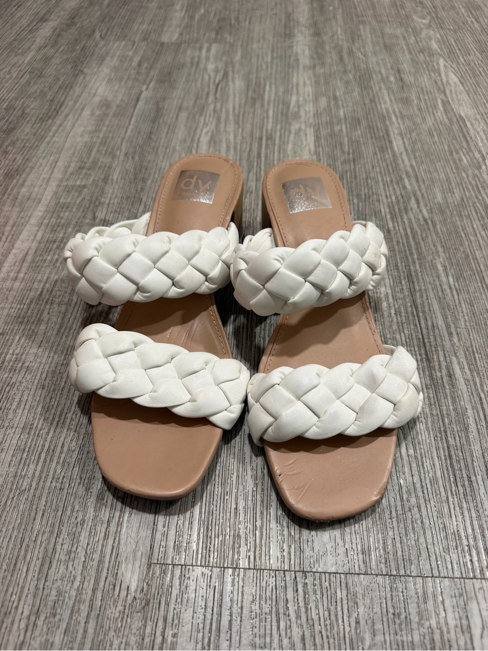 & Other Stories White Braided Double-Strap Slide Heels